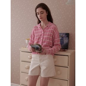 PUNCHING STRIPE KNIT CARDIGAN_PINK (EEOR1CDR01W)