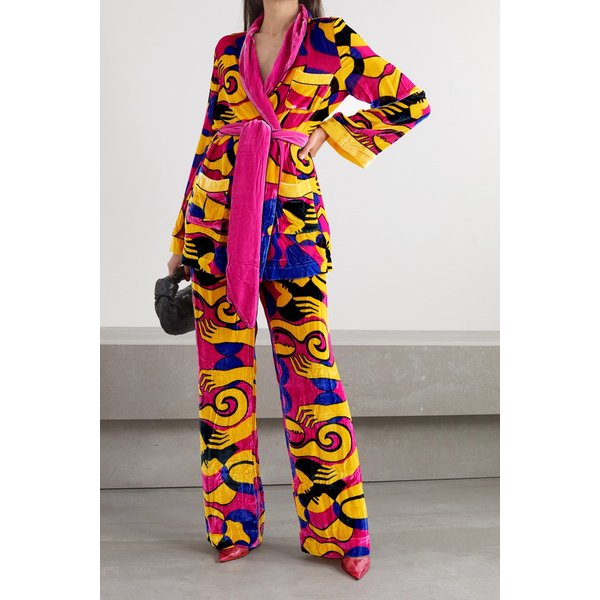 슬리핑위드자크 본 비방 벨티드 프린트 벨벳 로브 45666037504964274