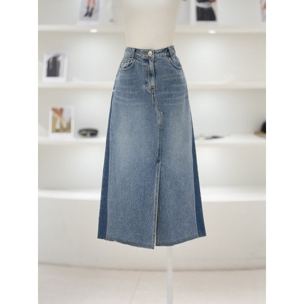 [여주점] 여성 컬러 블록 데님 스커트 (D251PSD406)