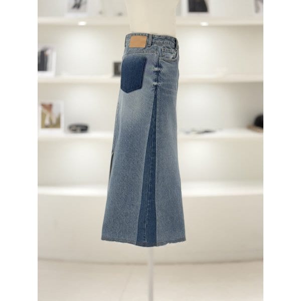 [여주점] 여성 컬러 블록 데님 스커트 (D251PSD406)