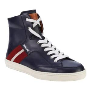 이스퀘어 3995908 Bally Oldani Mens 6240310 Navy High-Top Leather Sneakers