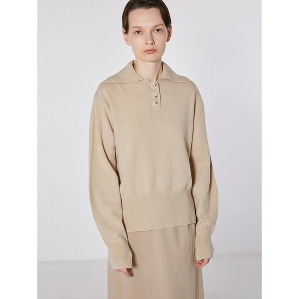 TOF SAILOR COLLAR CASHMERE KNIT  BEIGE