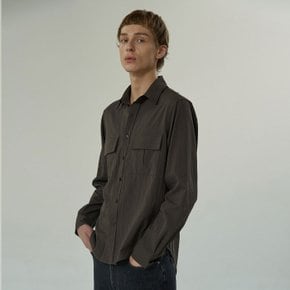 / [WBL24008] Square Pocket Blouse / charcoal Brown