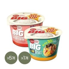  [1등 컵밥] 햇반 컵반 BIG 김치날치알밥 263g x5개+스팸마요덮밥 307g x1개