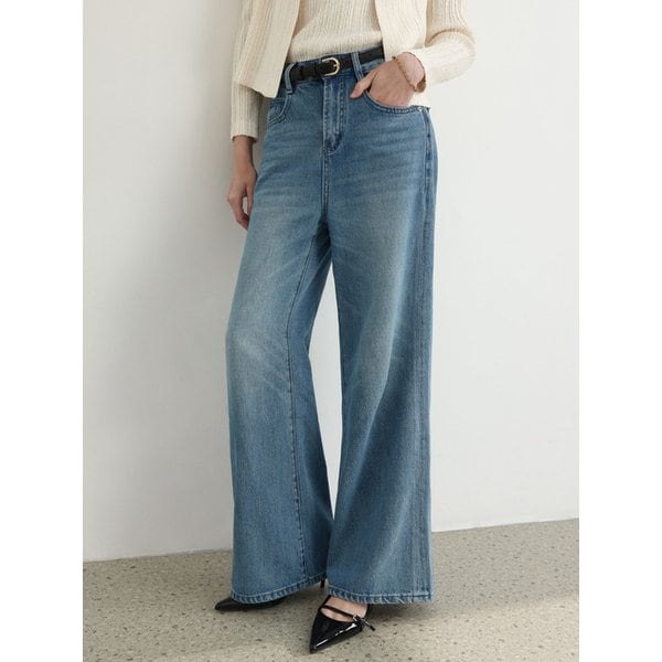 듀얼 세미 와이드 핏 데님 팬츠_1color