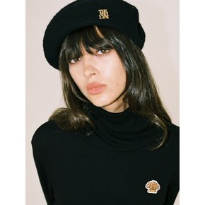 GLORIA LOGO WOOL BERET BLACK