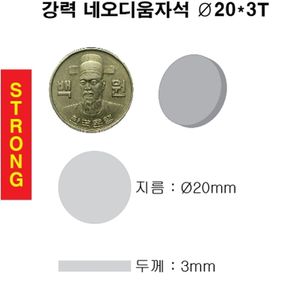 초강력 네오디움 영구 원형 자석 20X3T 2개