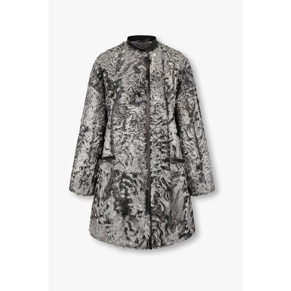 여성 레더 트림 시어링 아우터 A125309503000