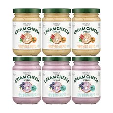  복음자리 식물성 크림치즈 190g 6개 (무화과 3 +블루베리 3)