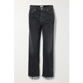 Florence Distressed High-rise Straight-leg Jeans 블랙