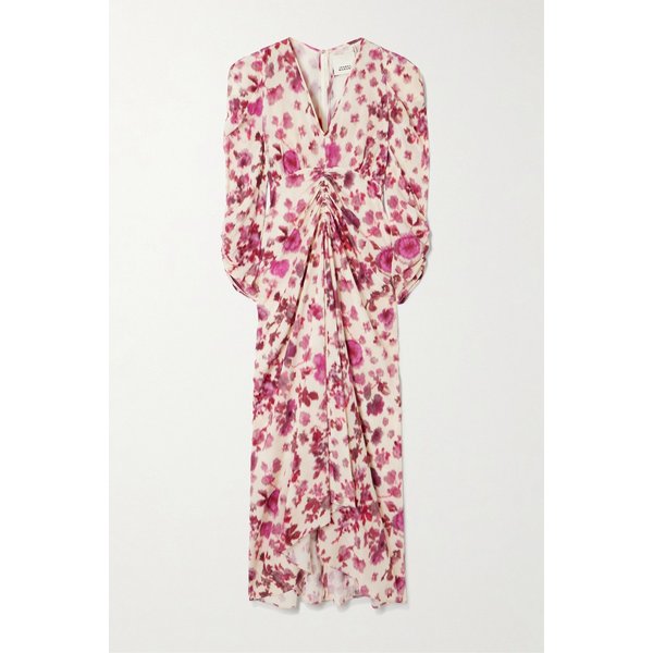 알비니 개더 프린트 실크 블렌드 미디 원피스 46376663162989513