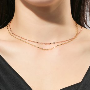 18K 아트 체인 목걸이 줄 핑크 골드 2mm