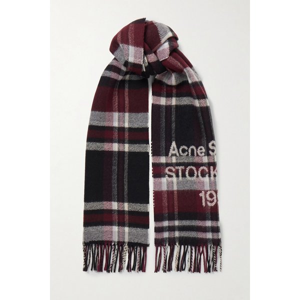 프린지 체크 울 블렌드 스카프 46376663162904423