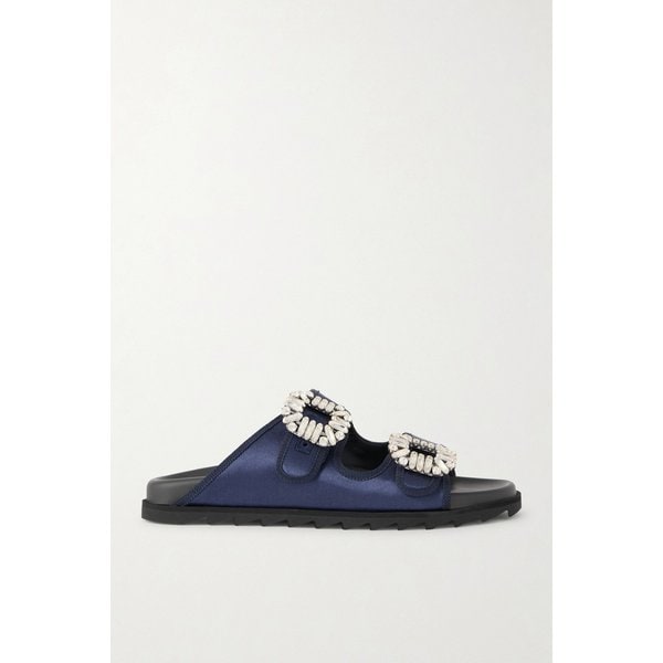 슬라이디 비브 크리스탈 장식 그로스그레인 트림 새틴 슬리퍼 46376663162990047