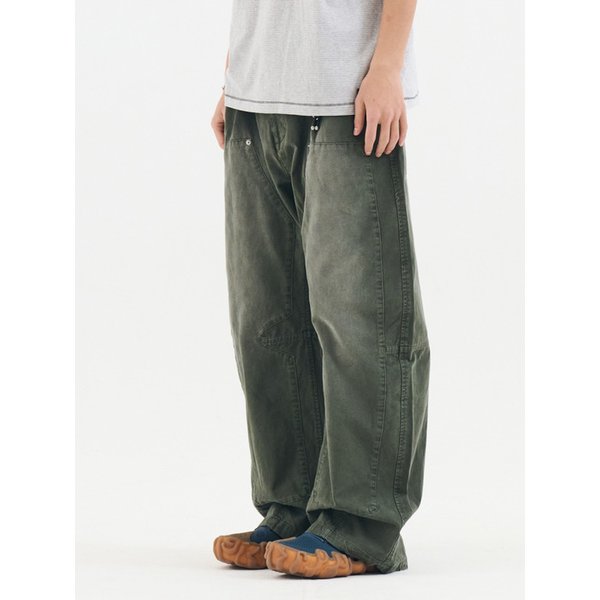 VINTAGE WASH CARPENTER CURVED PANTS(KHAKI)