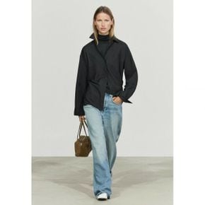 Massimo Dutti 마시모 두띠 코튼 실크 플로우드 셔츠 - 버튼다운 블라우스 검정색 8082795