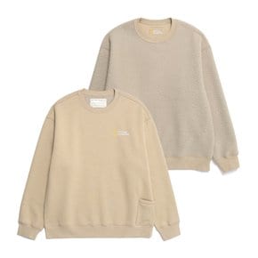 N234USW901 세미 오버핏 리버시블 맨투맨 SAND BEIGE