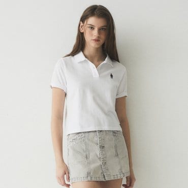 후아유 Steve Crop Collar T-Shirt WHHAE3721F