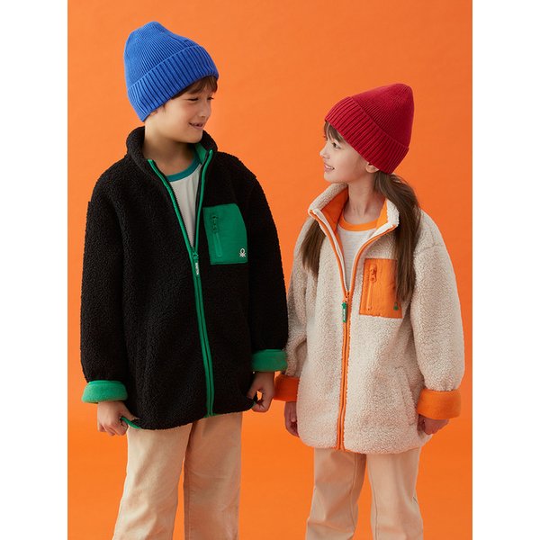 키즈 공용 하이넥 플리스자켓
