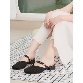 3cm 니트 골드포인트 스트랩 라운드토 뮬 티니(CW0031)