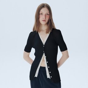 Layered V-Neck Cardigan_BLACK