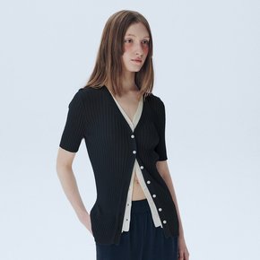 Layered V-Neck Cardigan_BLACK