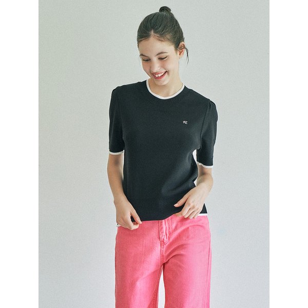 로고 배색 반팔 니트 MK4MP323