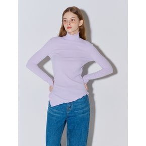 High neck Slit Ribbed Jersey Top Lavender