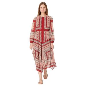 이스퀘어 4289190 Vince Camuto Printed Chiffon Long Sleeve Handkerchief Hem Maxi