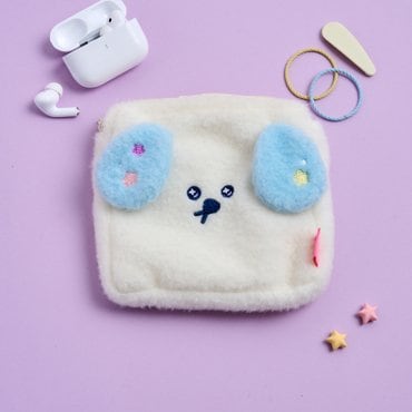BUTTER(버터) [버터샵] 눈반짝 멍솜이 네모네모 파우치 화이트