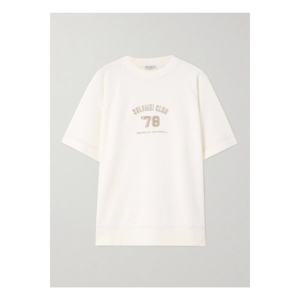 브루넬로쿠치넬리 자수 코튼 저지 티셔츠 화이트 1647597355286265