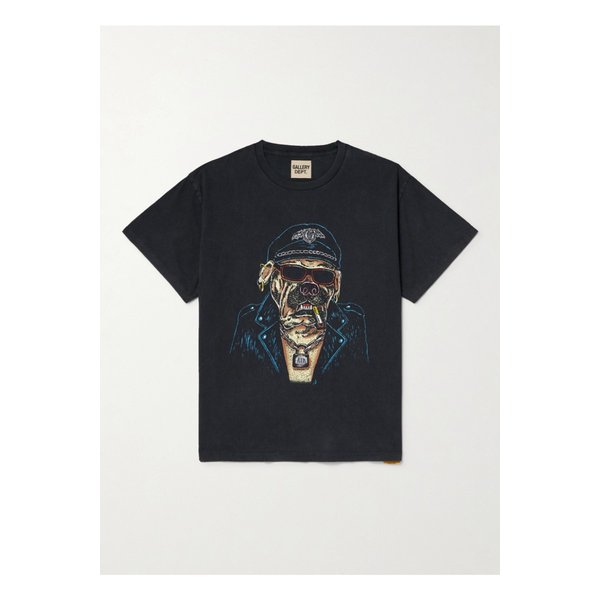 바이커 도그 글리터 프린트 코튼 저지 티셔츠 블랙 46376663162903251