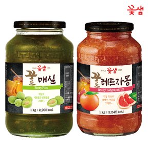 꽃샘 꿀 매실차 1KG +꿀 레드자몽 1KG (과일청)