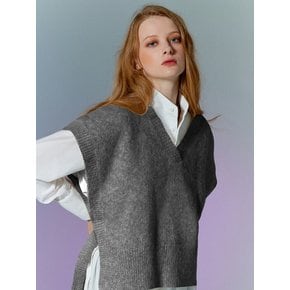 [TA212KT04P] loose knit vest-gray