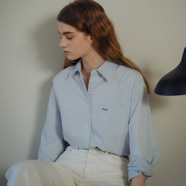 틸아이다이 Embo cotton oversized stripe shirt_Blue
