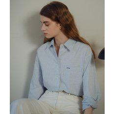 Embo cotton oversized stripe shirt_Blue