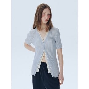 Layered V-Neck Cardigan_LIGHT BLUE_