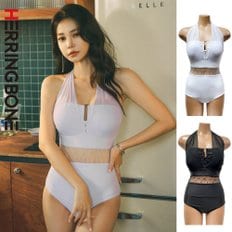 섹시 홀터넥 모노키니 블랙 화이트 비키니 수영복 시스루 휴양지 바캉스 비치웨어 CE020