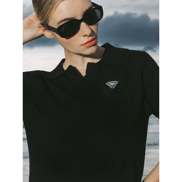 Open collar knit (Black)_25SS