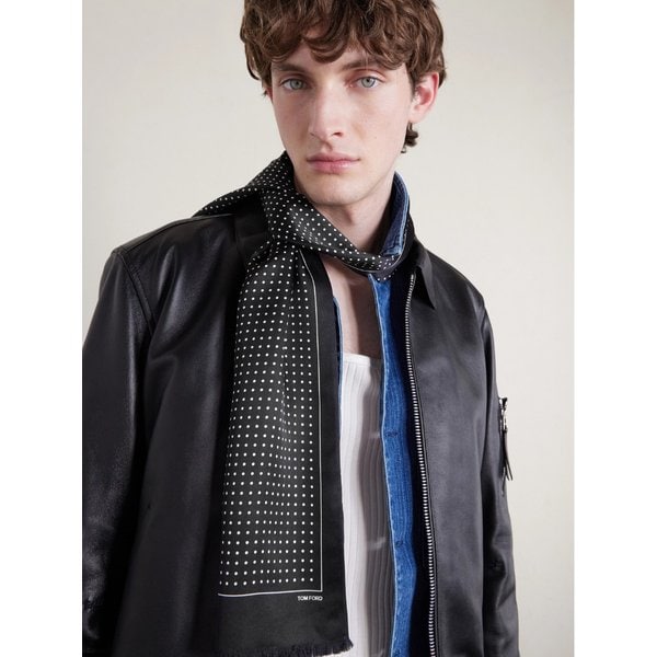 폴카 도트 실크 새틴 스카프 46376663162968665