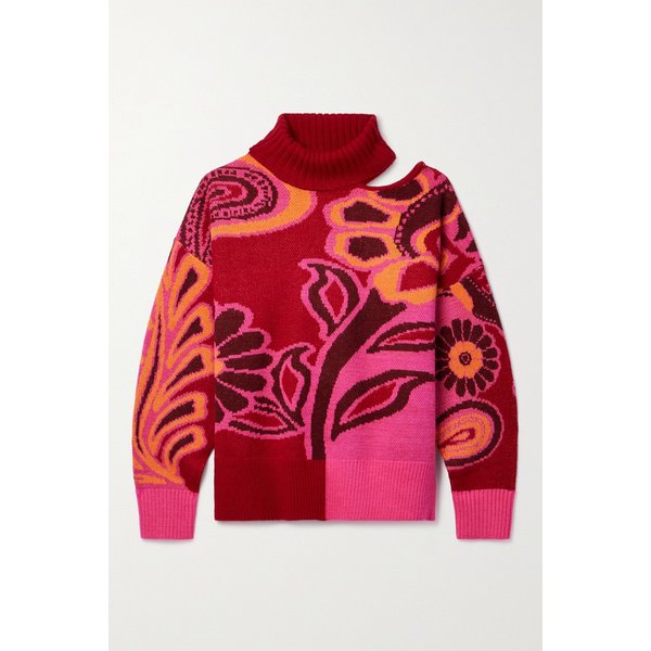 팜리오 컷아웃 인타르시아 니트 터틀넥 스웨터 핑크 1647597326787880