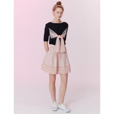 Shining shirring mini skirt_Peach pink