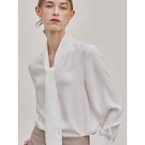 Silky Strap Tie Blouse_White