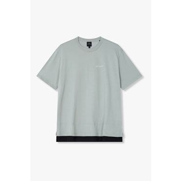 ARMANI EXCHANGE AX 남성 배색 레이어드 헴 코튼 티셔츠- 그레이(A415130026)