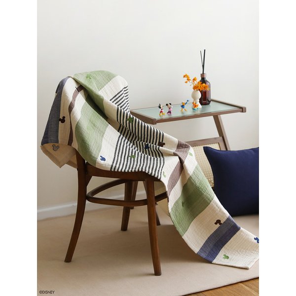 [디즈니] 미키 자수 3중 거즈블랭킷 코지프레임