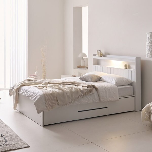 [보루네오] 아르메 브릭스 LED 포서랍 침대 Q 매트리스 제외 (수도권무배)