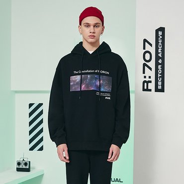 로라로라 [RLOL] (HD-21122) RLOL GALAXY HOOD T-SHIRT BLACK