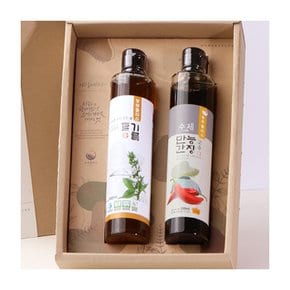 국산 저온압착 들기름 만능고추간장 300ml 2병 선물세트 [ 농부플러스 ]