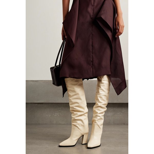 하트 85 루시드 스네이크 가죽 니하이 부츠 46376663162853236