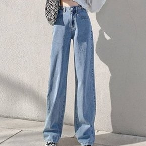 여성 연청 일자 바지 데님 팬츠